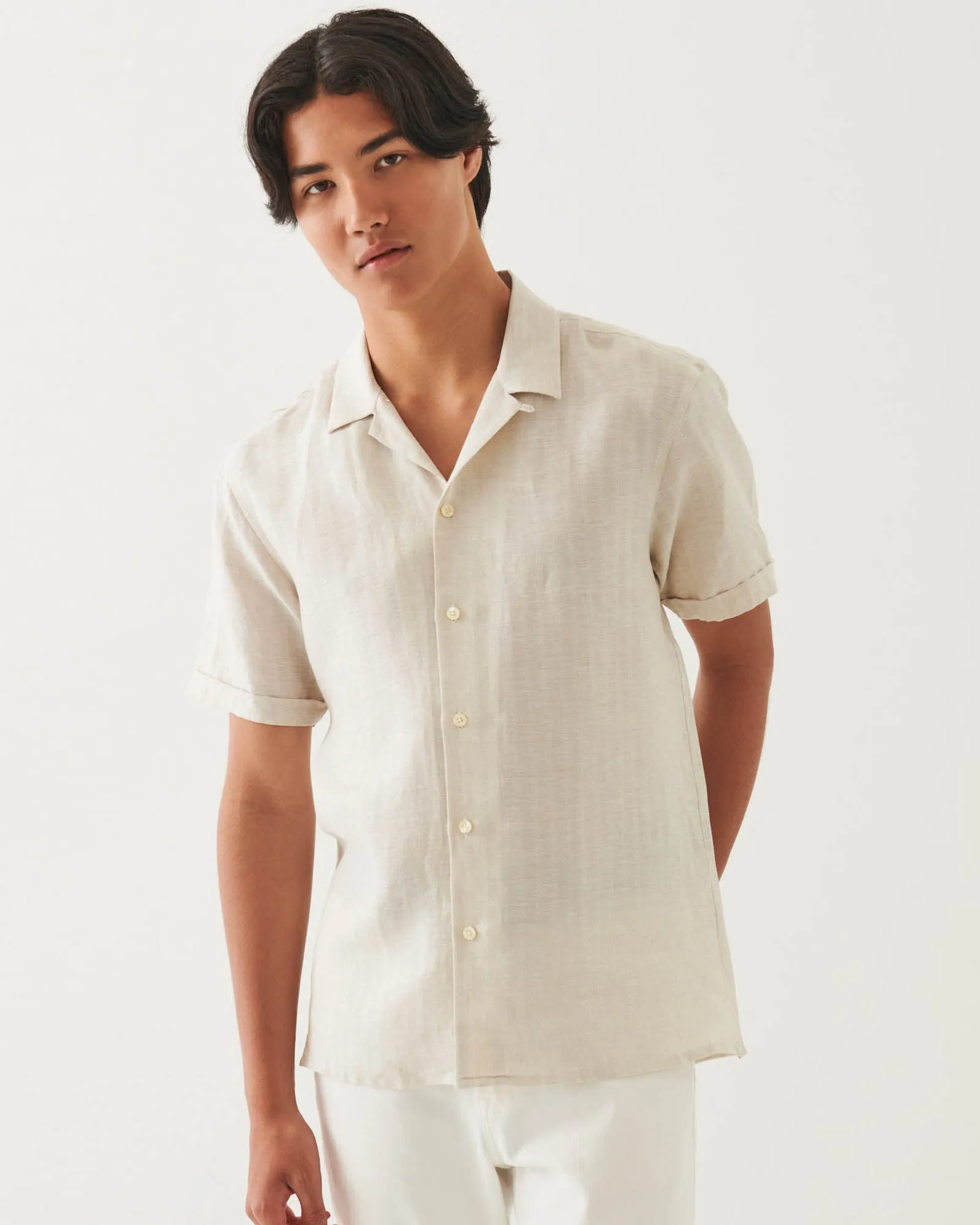 Linen Stripe Camp Collar Shirt sold by TNT Fashion product image thumbnail 3