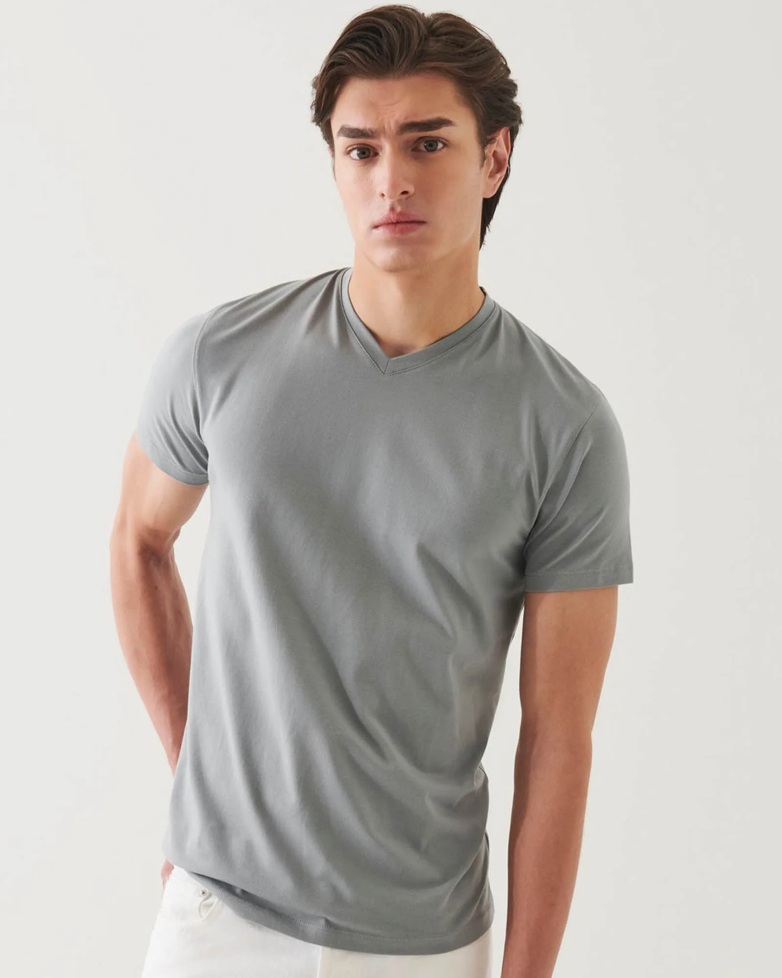 Short Sleeve V-Neck Stretch Tee sold by TNT Fashion