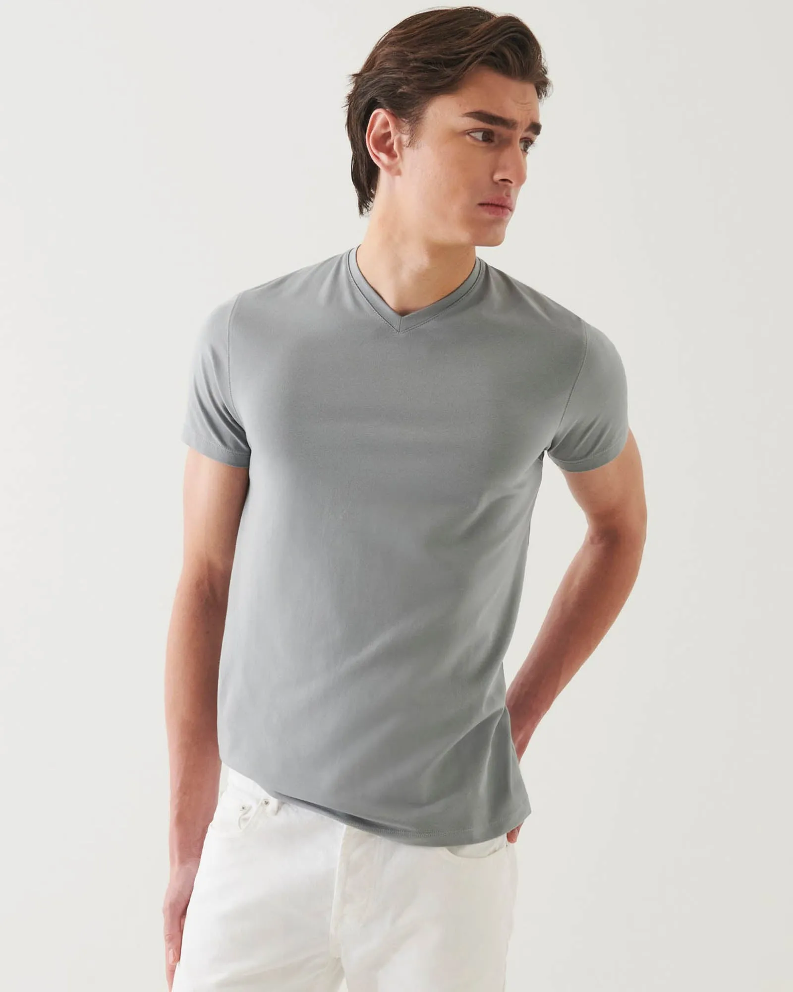 Short Sleeve V-Neck Stretch Tee sold by TNT Fashion product image thumbnail 2