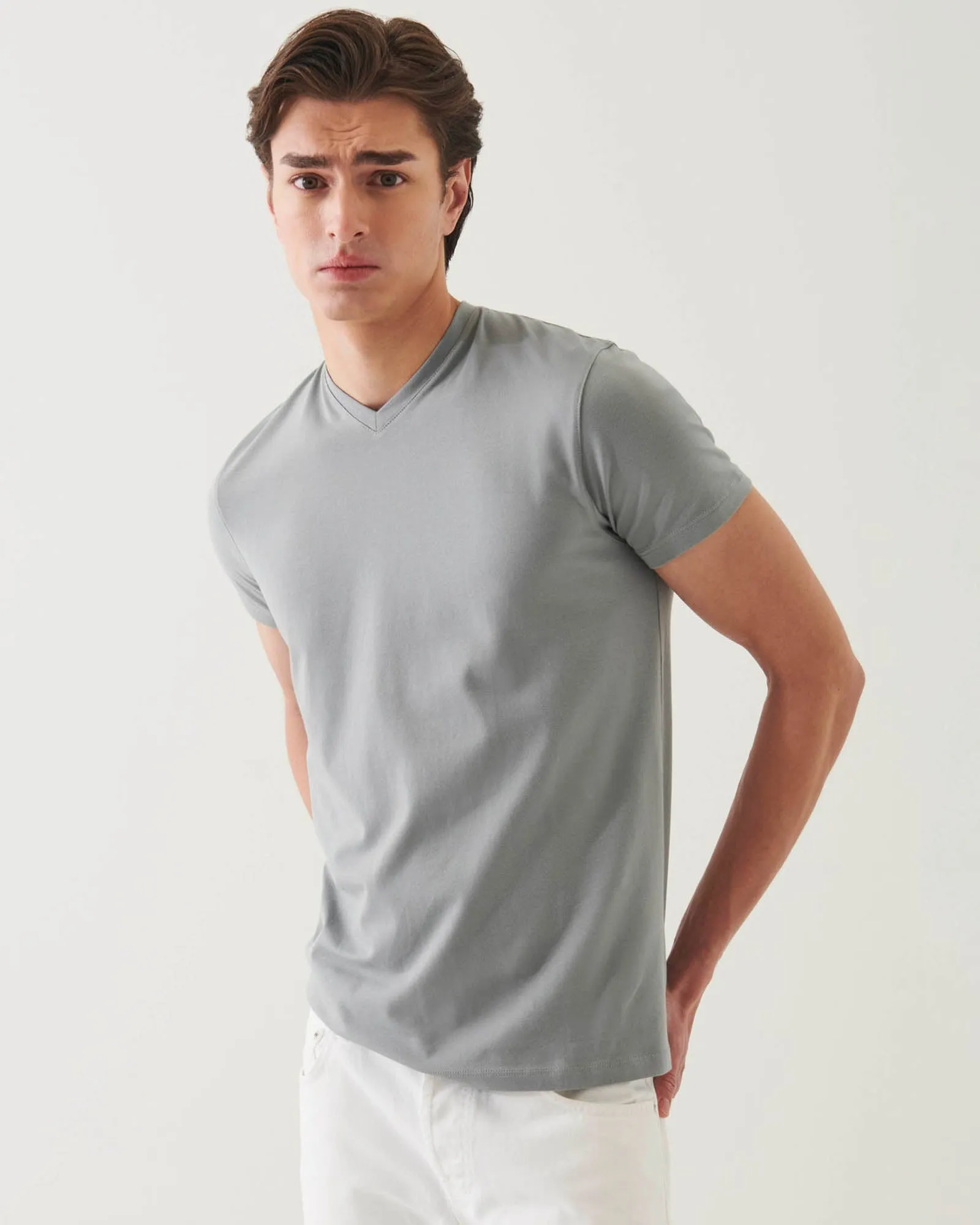 Short Sleeve V-Neck Stretch Tee sold by TNT Fashion product image thumbnail 3