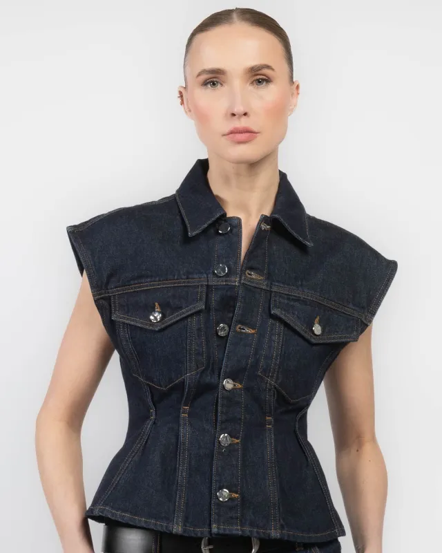The Nipped Denim Vest sold by TNT Fashion