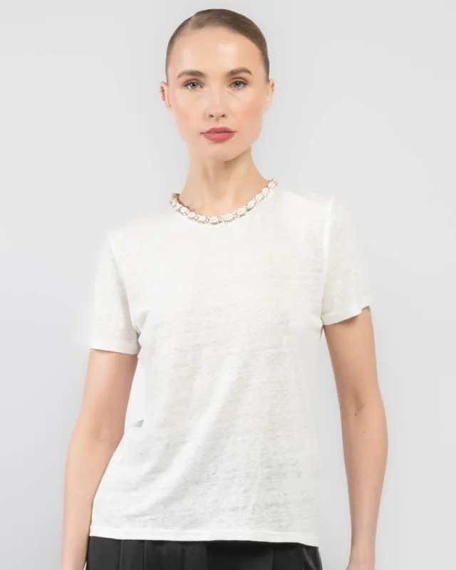 Illuminate Embellishment Tee made by Zimmermann