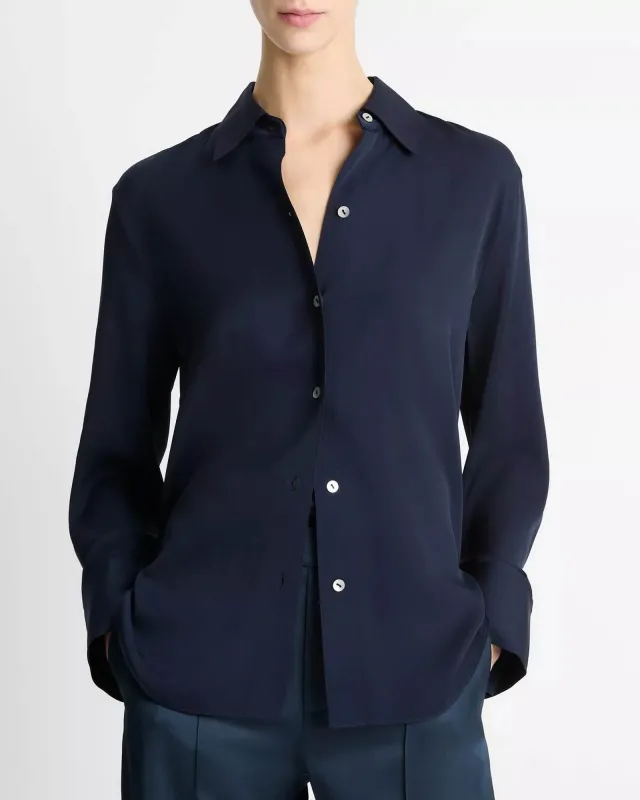 Long Sleeve Button Down Blouse made by Vince