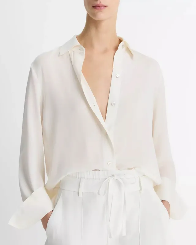 Long Sleeve Button Down Blouse made by Vince