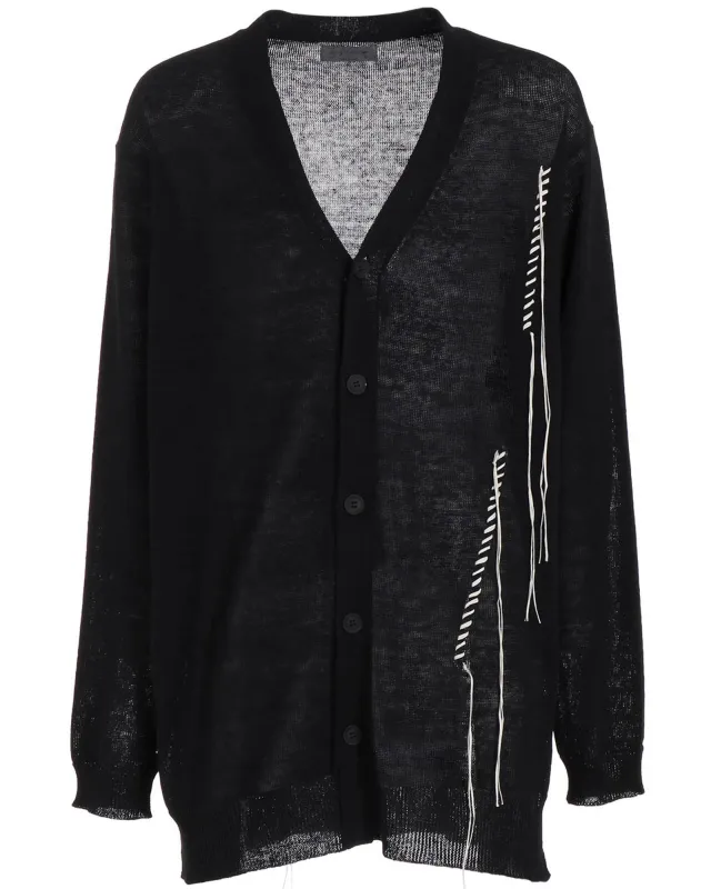 Embroidery V-Neck Cardigan made by Yohji Yamamoto