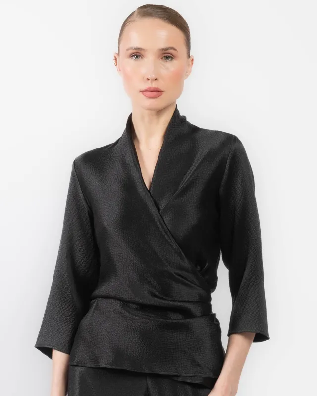 3/4 Sleeve Wrap Top sold by TNT Fashion