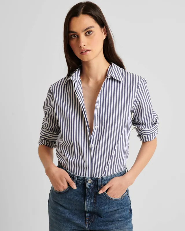 Long Sleeve Stripe Relax Shirt sold by TNT Fashion
