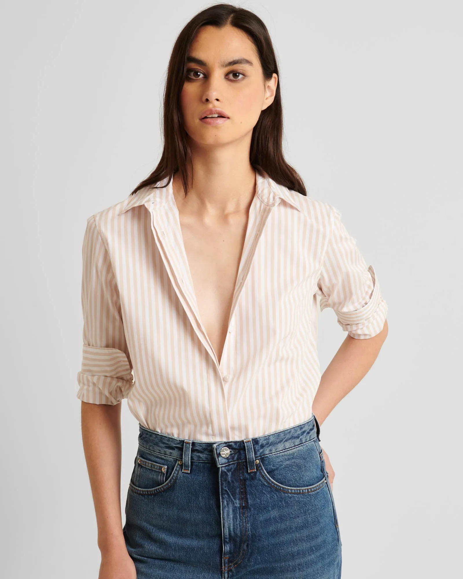 Long Sleeve Stripe Relax Shirt sold by TNT Fashion