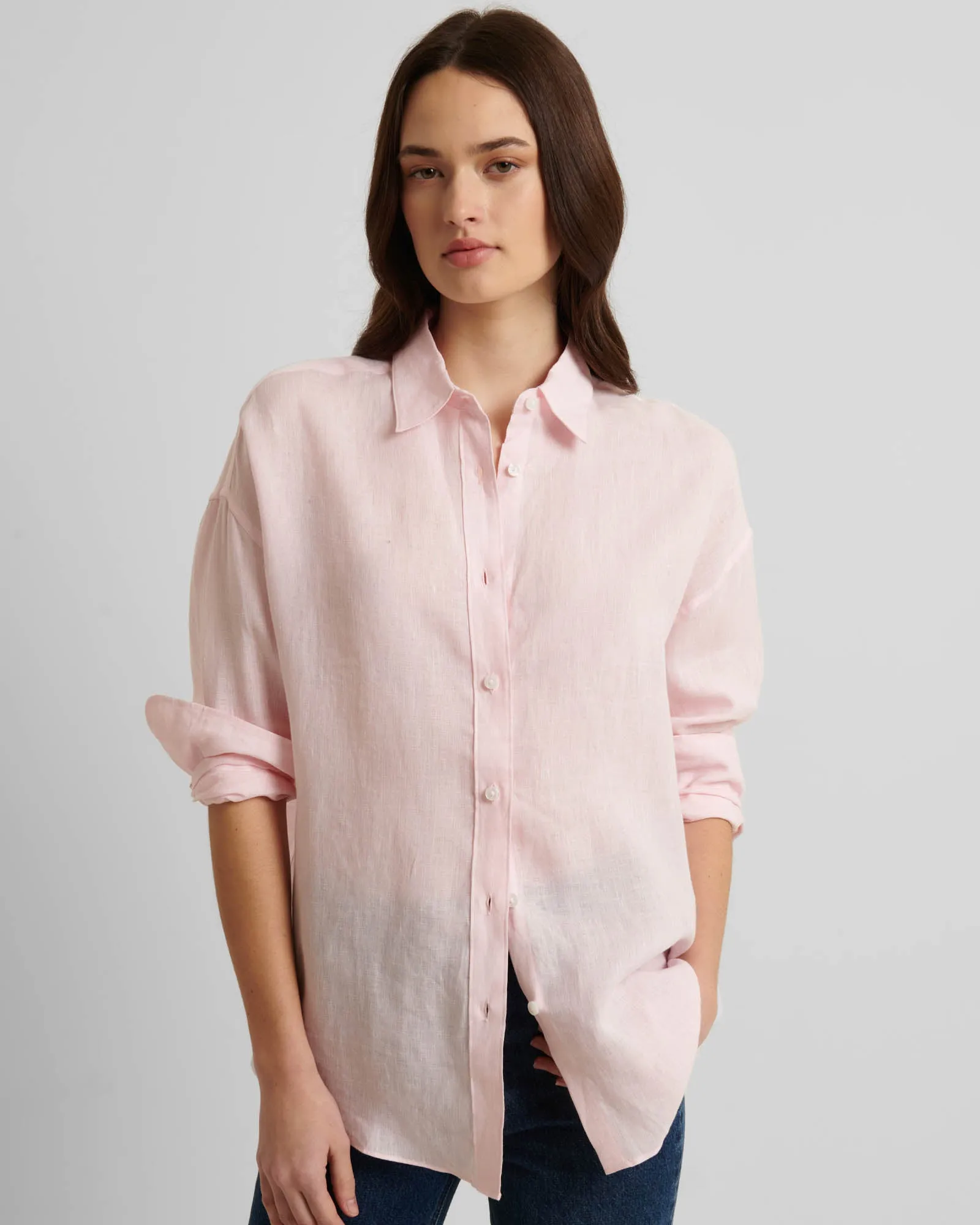 Long Sleeve Linen Boyfriend Shirt sold by TNT Fashion