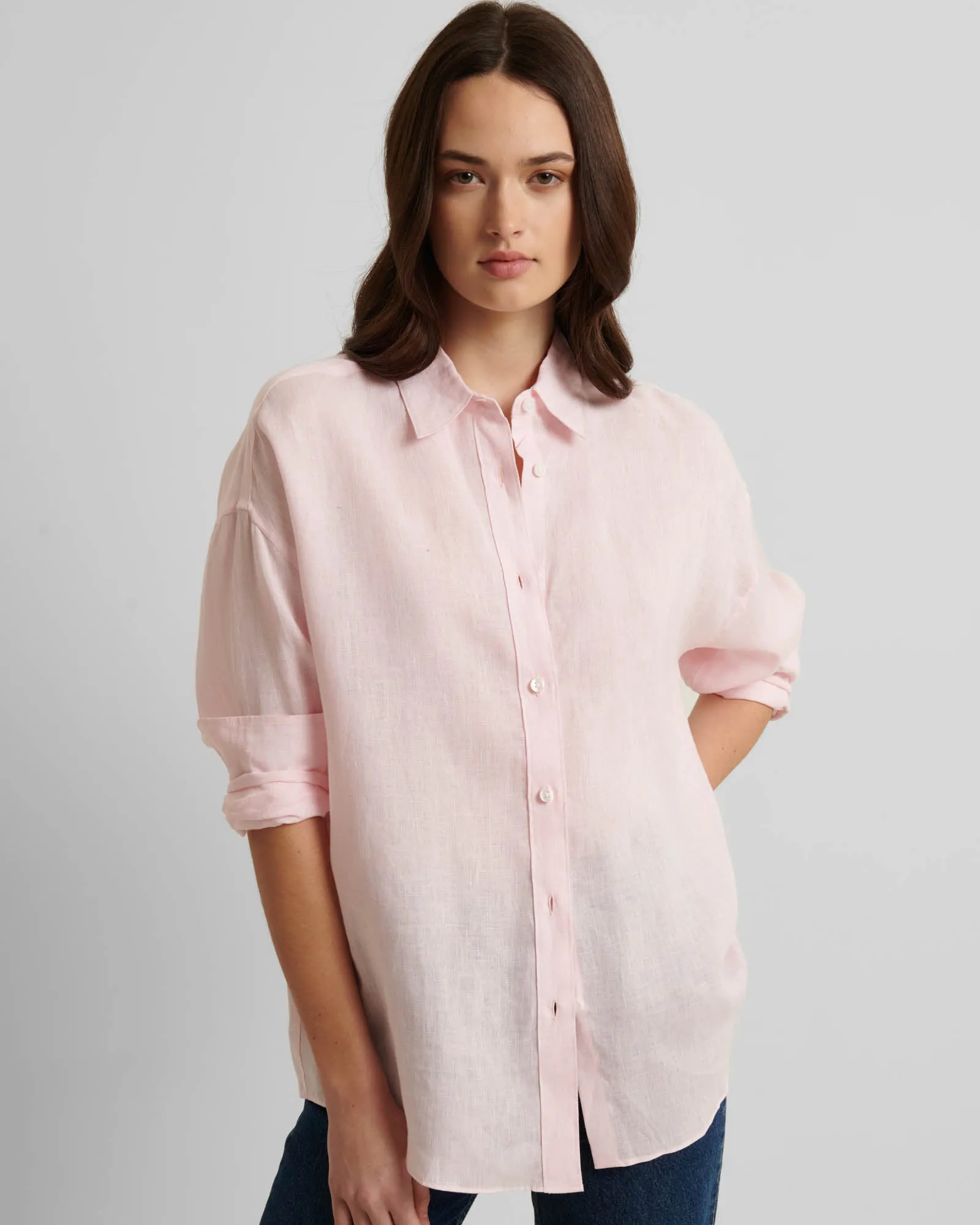 Long Sleeve Linen Boyfriend Shirt sold by TNT Fashion product image thumbnail 3