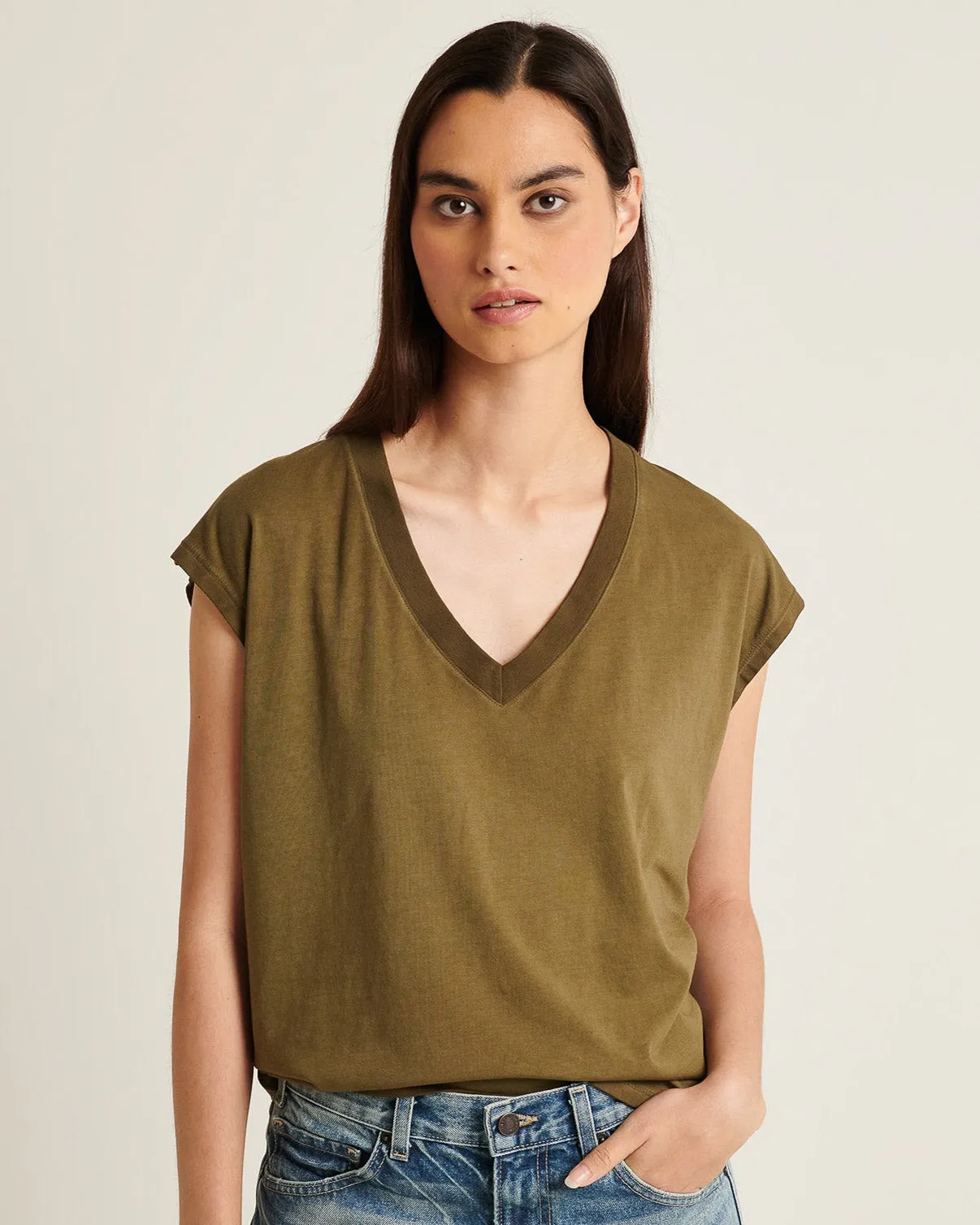 Short Sleeve V-Neck Dolman Tee sold by TNT Fashion