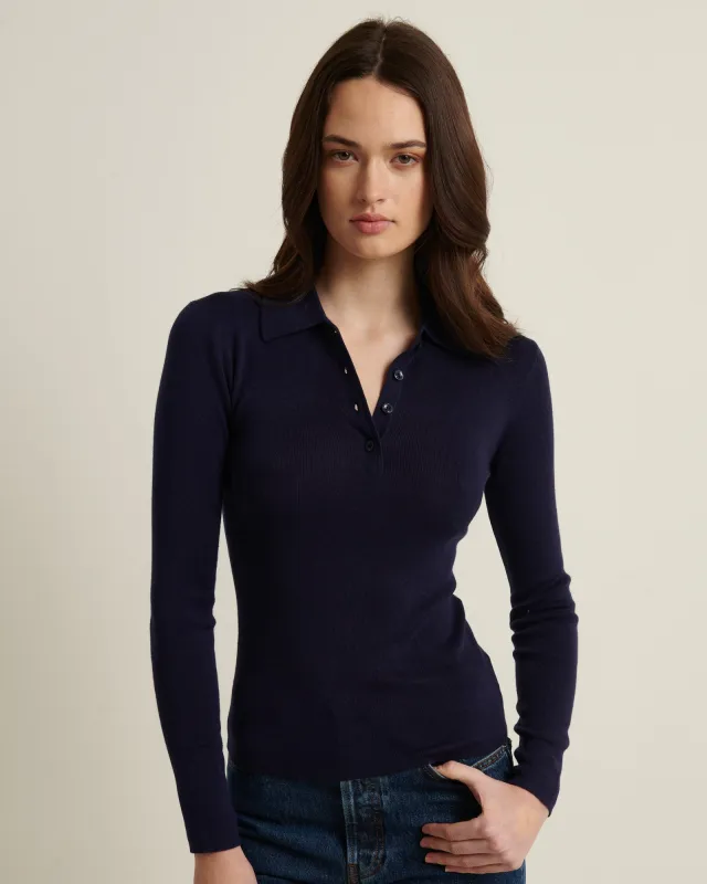 Silk Cashmere Ribbed Polo sold by TNT Fashion