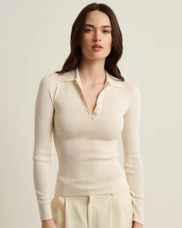 Silk Cashmere Ribbed Polo sold by TNT Fashion