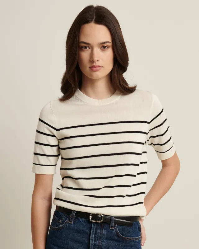 Short Sleeve Stripe Sweater sold by TNT Fashion