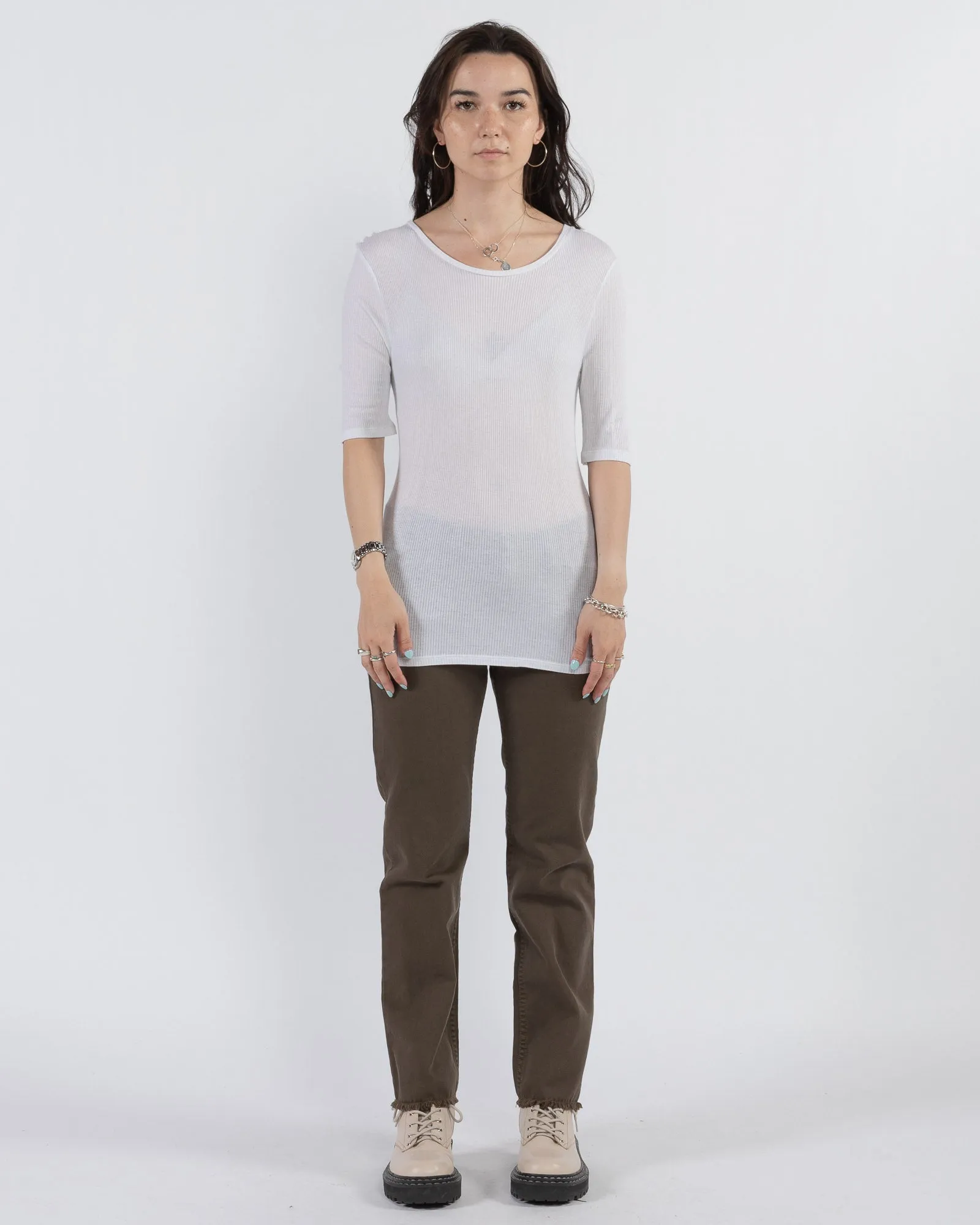 Ribbed Elbow Sleeve Top sold by TNT Fashion