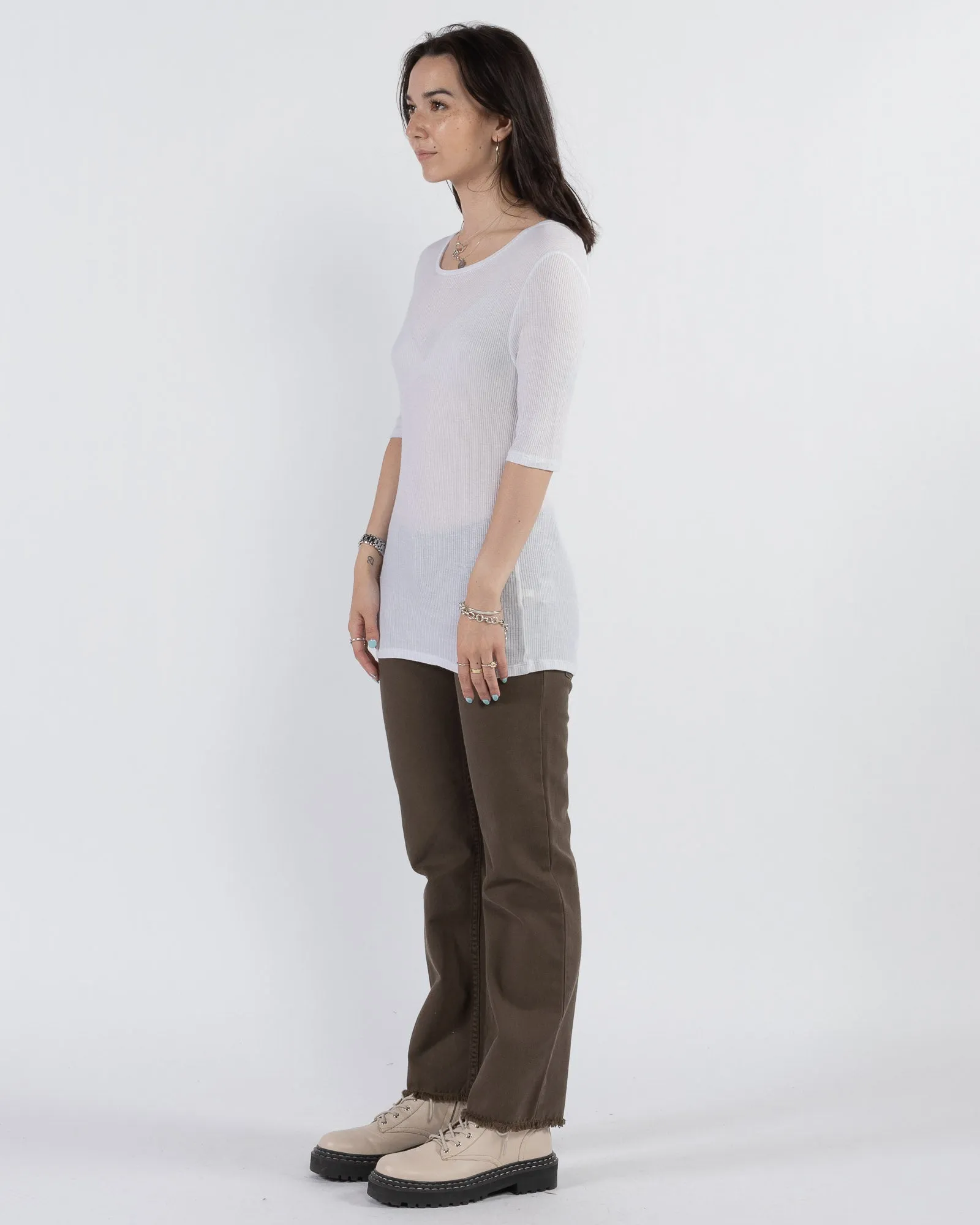 Ribbed Elbow Sleeve Top sold by TNT Fashion product image thumbnail 3