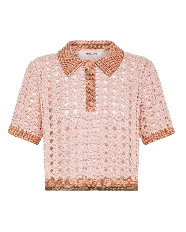 Crochet Crop Polo sold by TNT Fashion