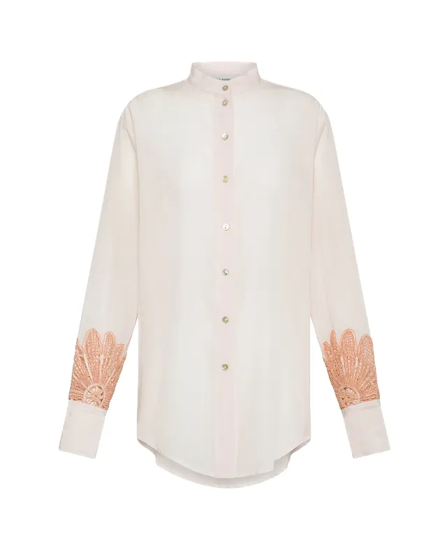 Floral Embroidery Voile Shirt sold by TNT Fashion