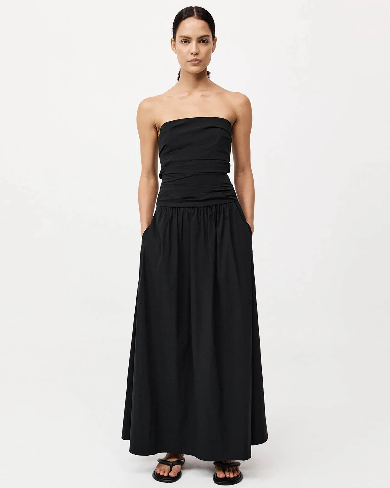 Gather Strapless Tie Dress sold by TNT Fashion