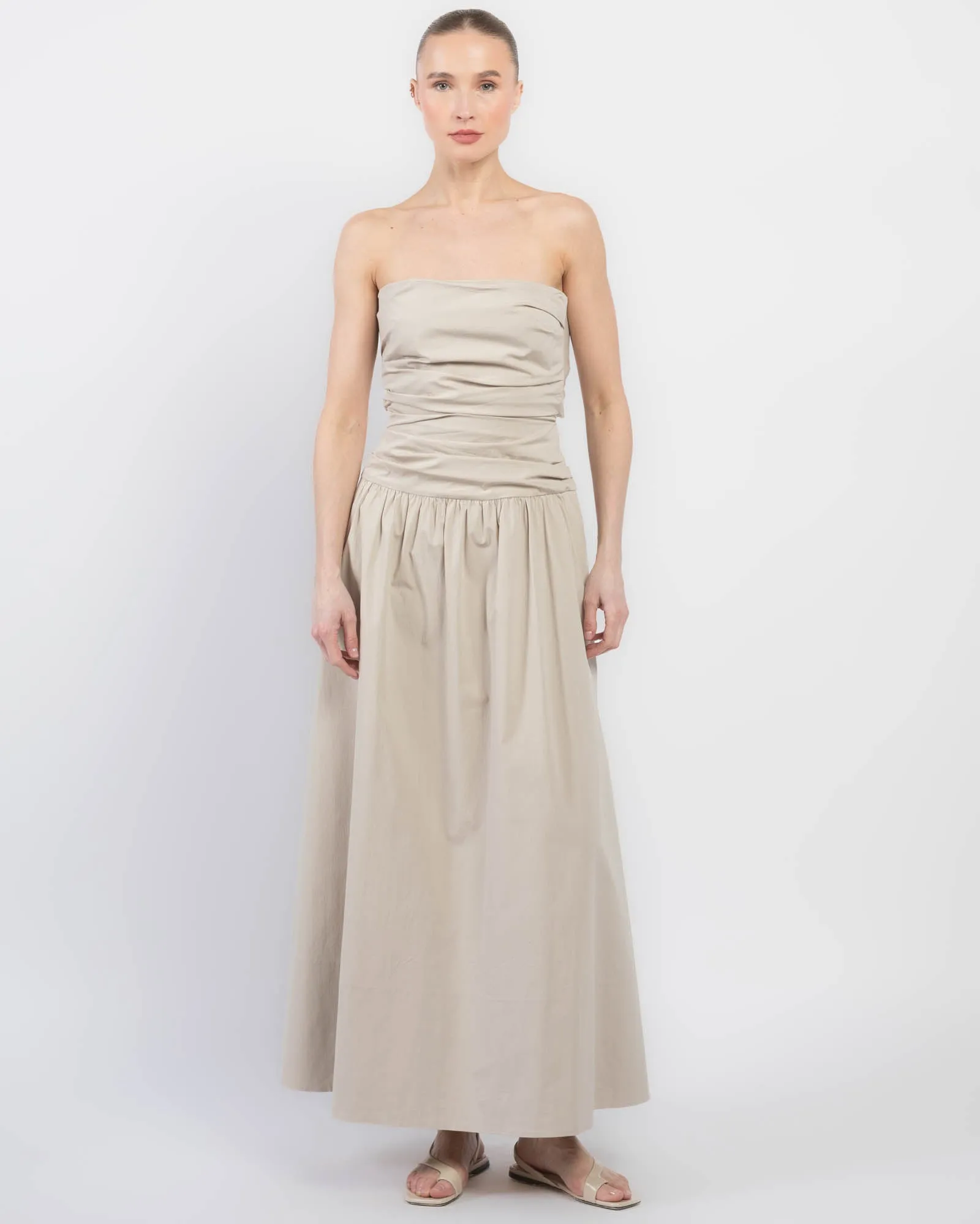 Gather Strapless Tie Dress sold by TNT Fashion