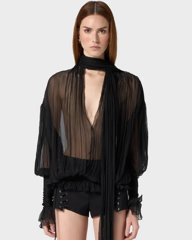 Chiffon Plisse Blouse sold by TNT Fashion
