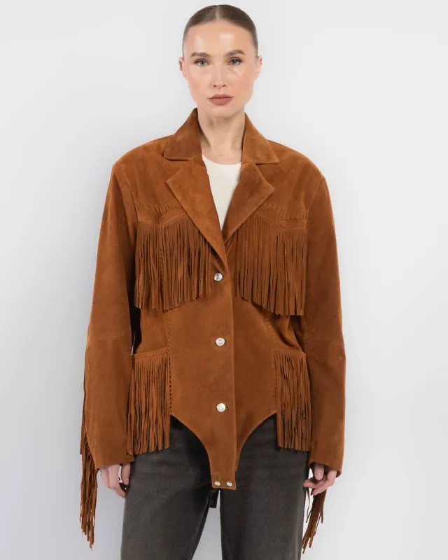 Suede Fringe Jacket sold by TNT Fashion