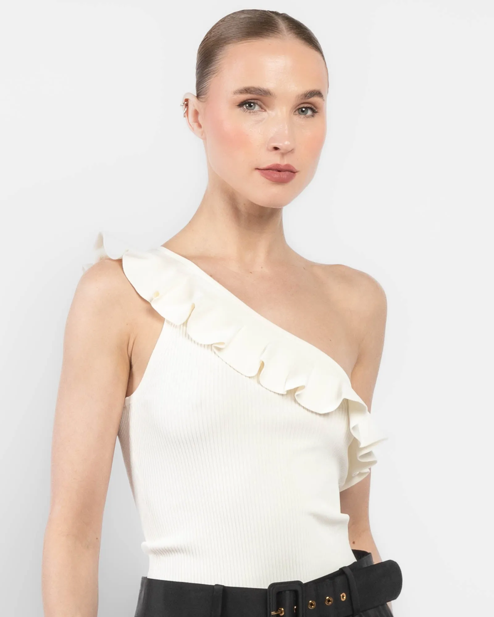 Rhiannon Frill Asymmetric Top sold by TNT Fashion