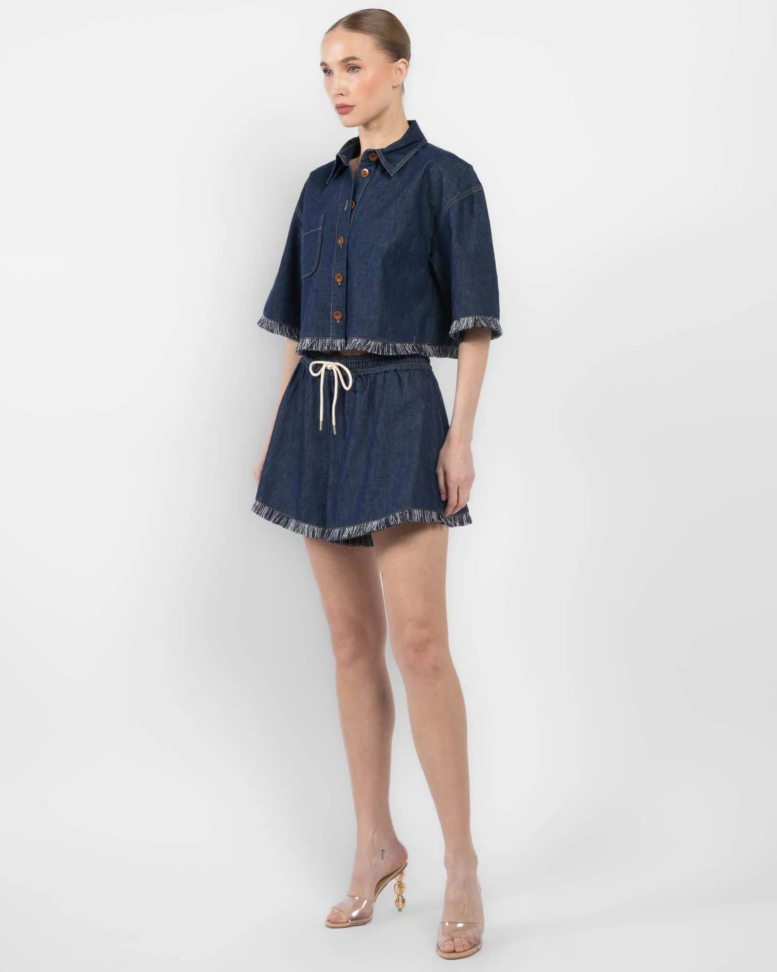 Rhiannon Fringe Denim Shorts sold by TNT Fashion product image thumbnail 4