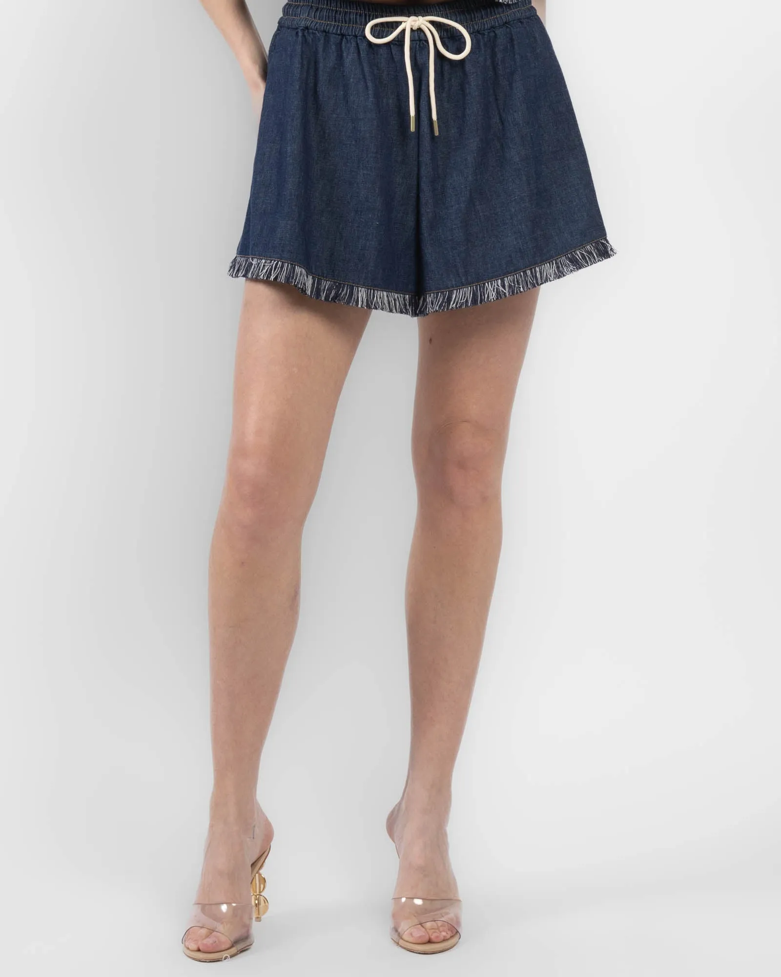 Rhiannon Fringe Denim Shorts sold by TNT Fashion