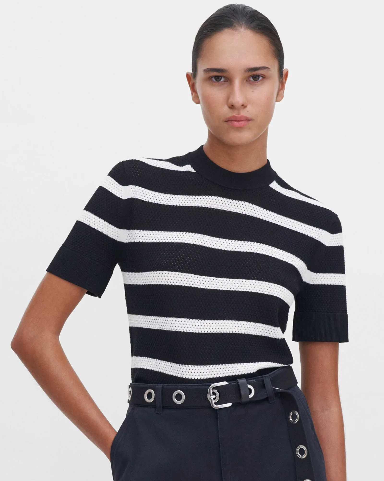 Stripe Mesh Tee sold by TNT Fashion