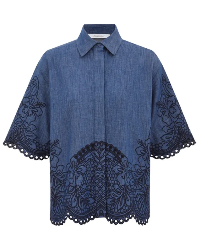 Coco Embroidered Denim Shirt sold by TNT Fashion
