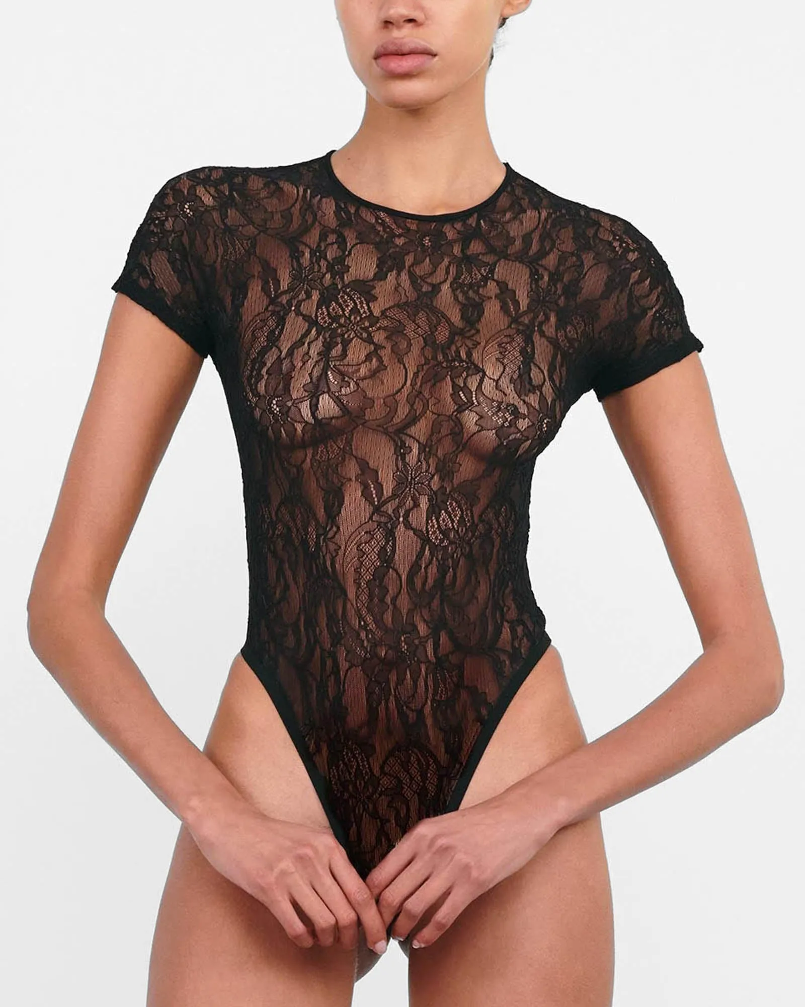 Lace Cap Sleeve Bodysuit sold by TNT Fashion
