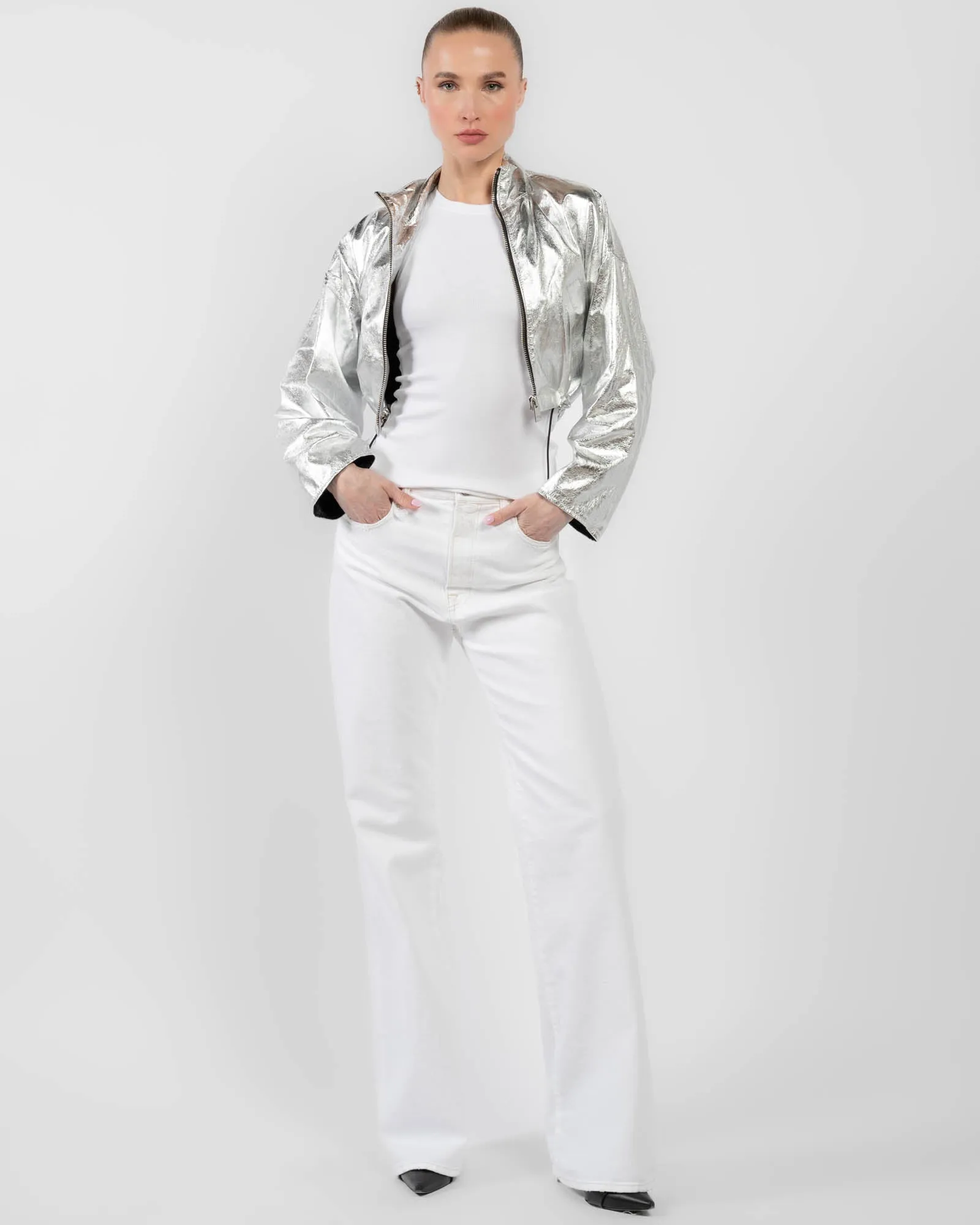 Metallic Leather Jacket sold by TNT Fashion product image thumbnail 2