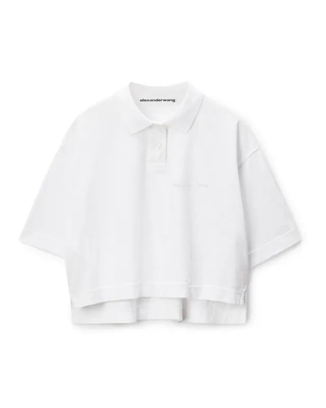 Short Sleeve Cropped Polo Tee sold by TNT Fashion