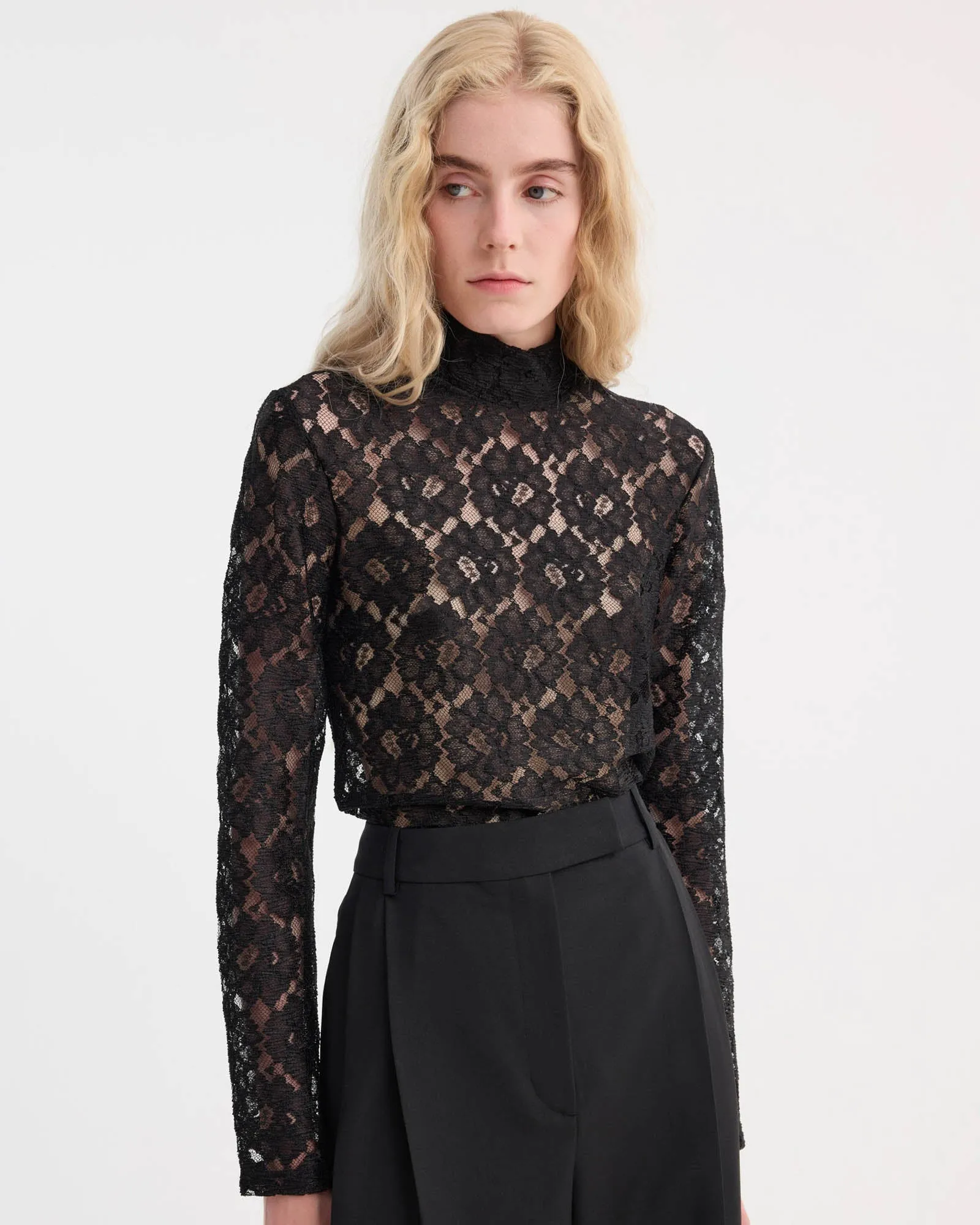 Lace Turtleneck Top sold by TNT Fashion