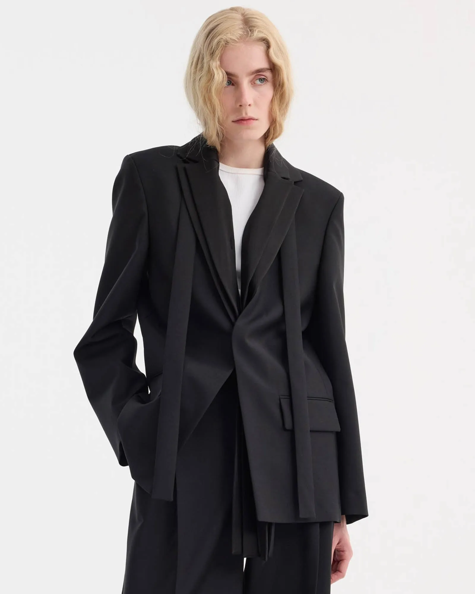 Deconstructed Satin Lapel Suit sold by TNT Fashion