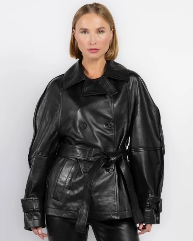 Sculptural Leather Jacket sold by TNT Fashion