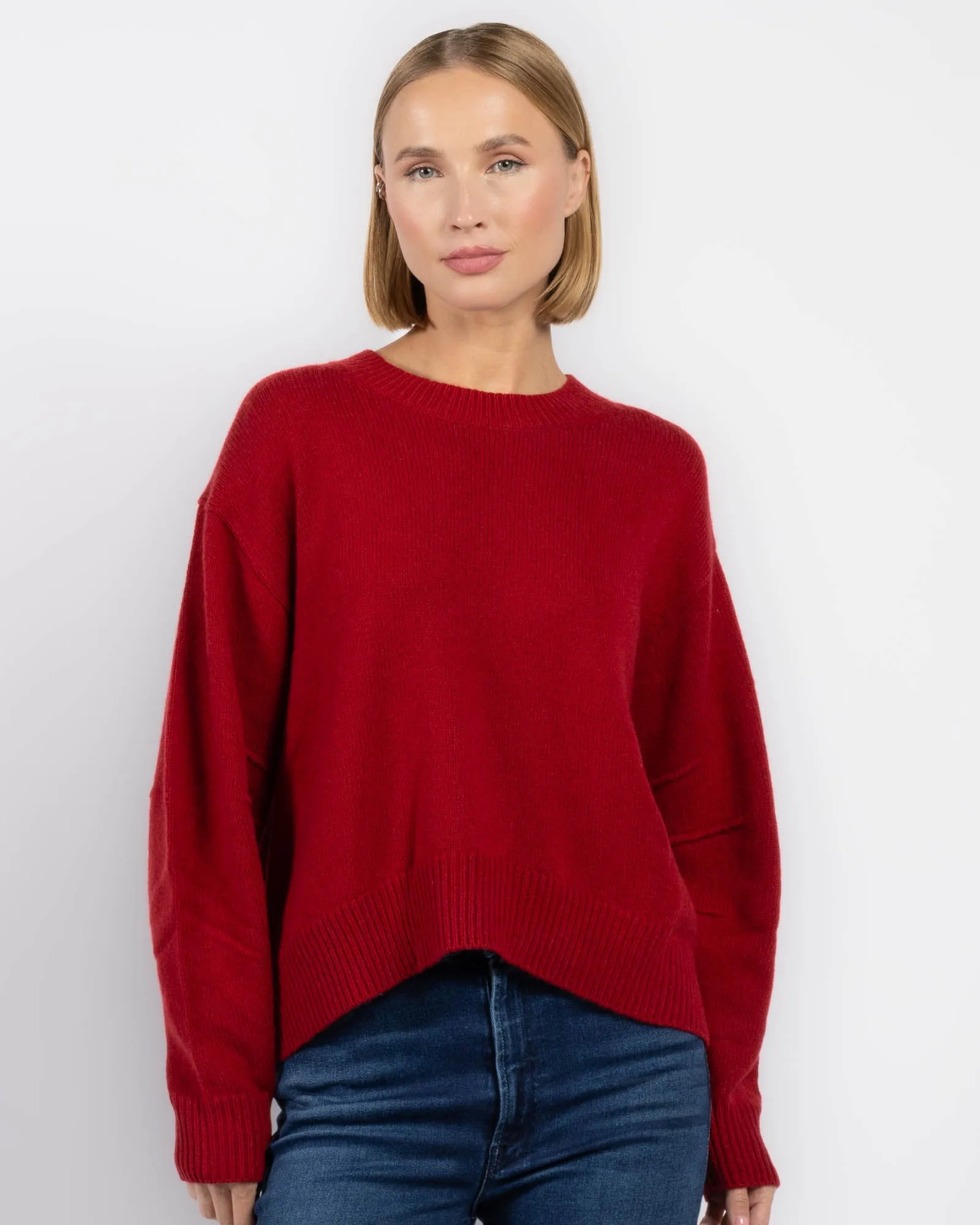 Hi-Lo Pleat Sleeve Crewneck sold by TNT Fashion