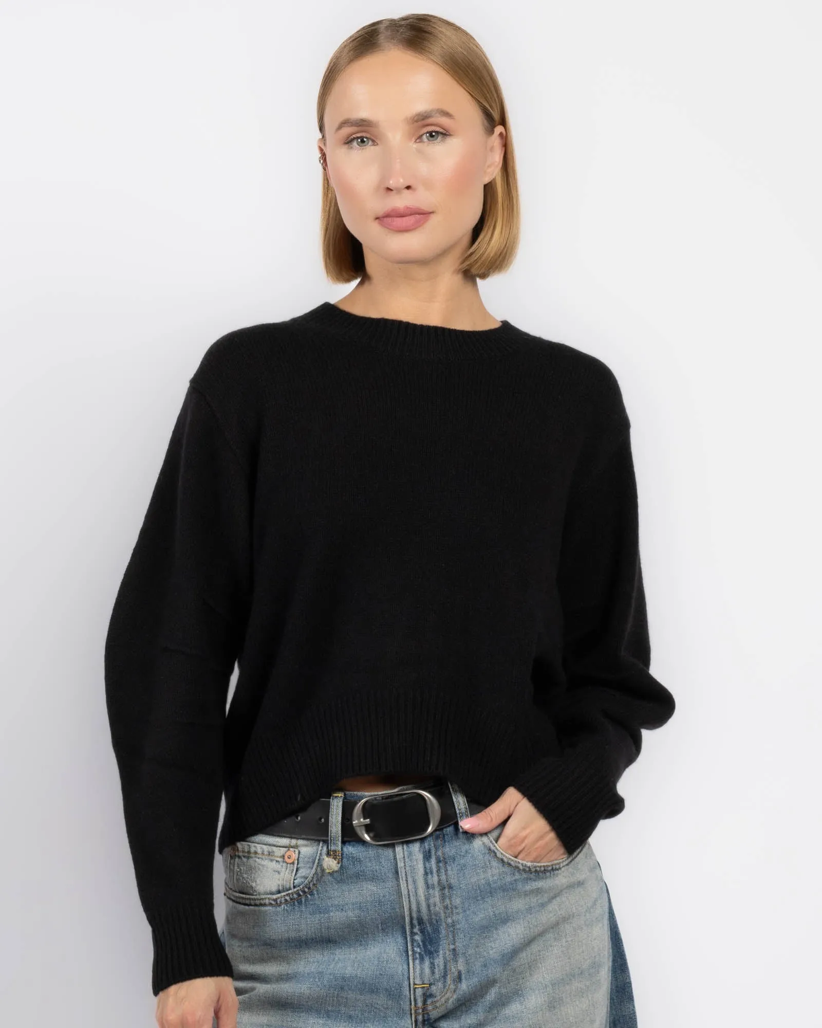 Hi-Lo Pleat Sleeve Crewneck sold by TNT Fashion