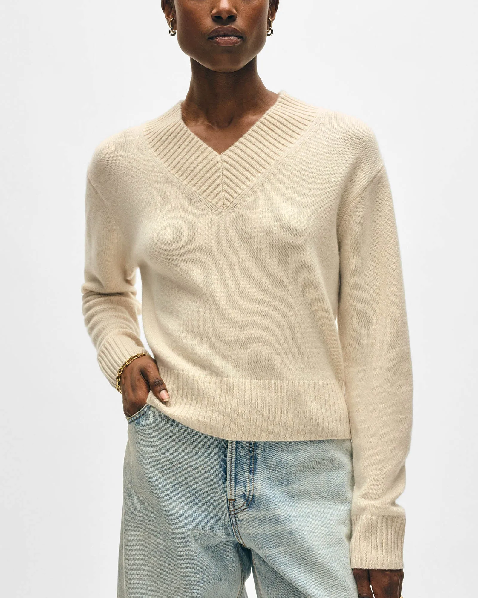 Rib V-Neck Sweater sold by TNT Fashion