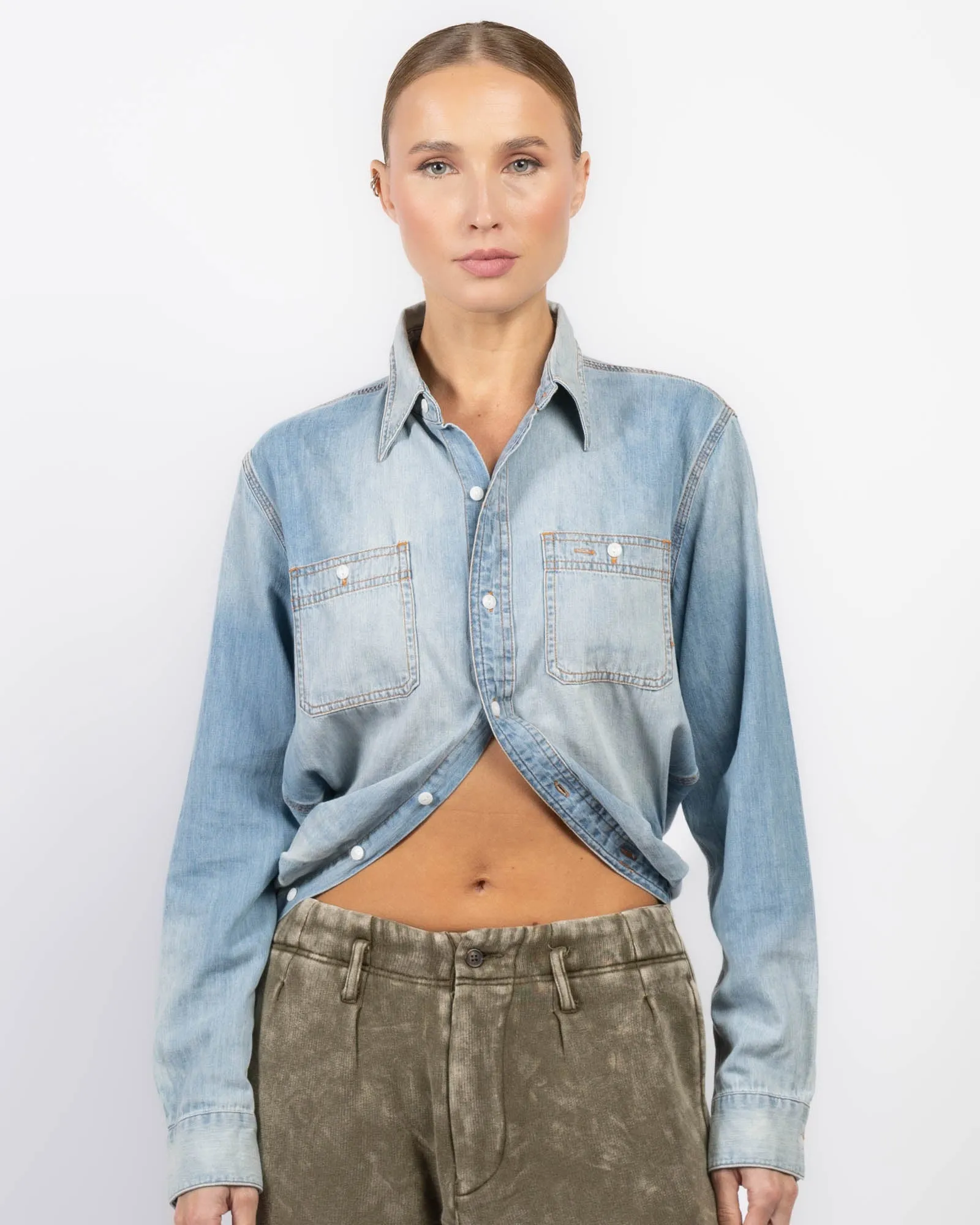 Wrap Denim Shirt sold by TNT Fashion