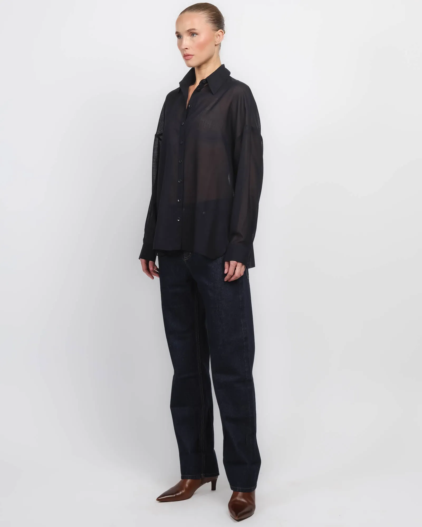 Sheer Wool Oversized Shirt sold by TNT Fashion product image thumbnail 4