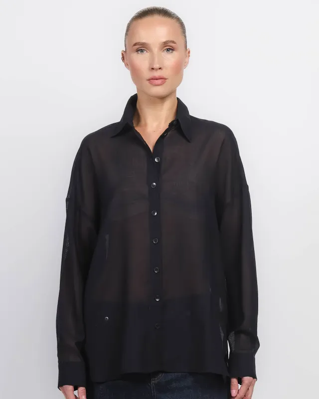 Sheer Wool Oversized Shirt sold by TNT Fashion