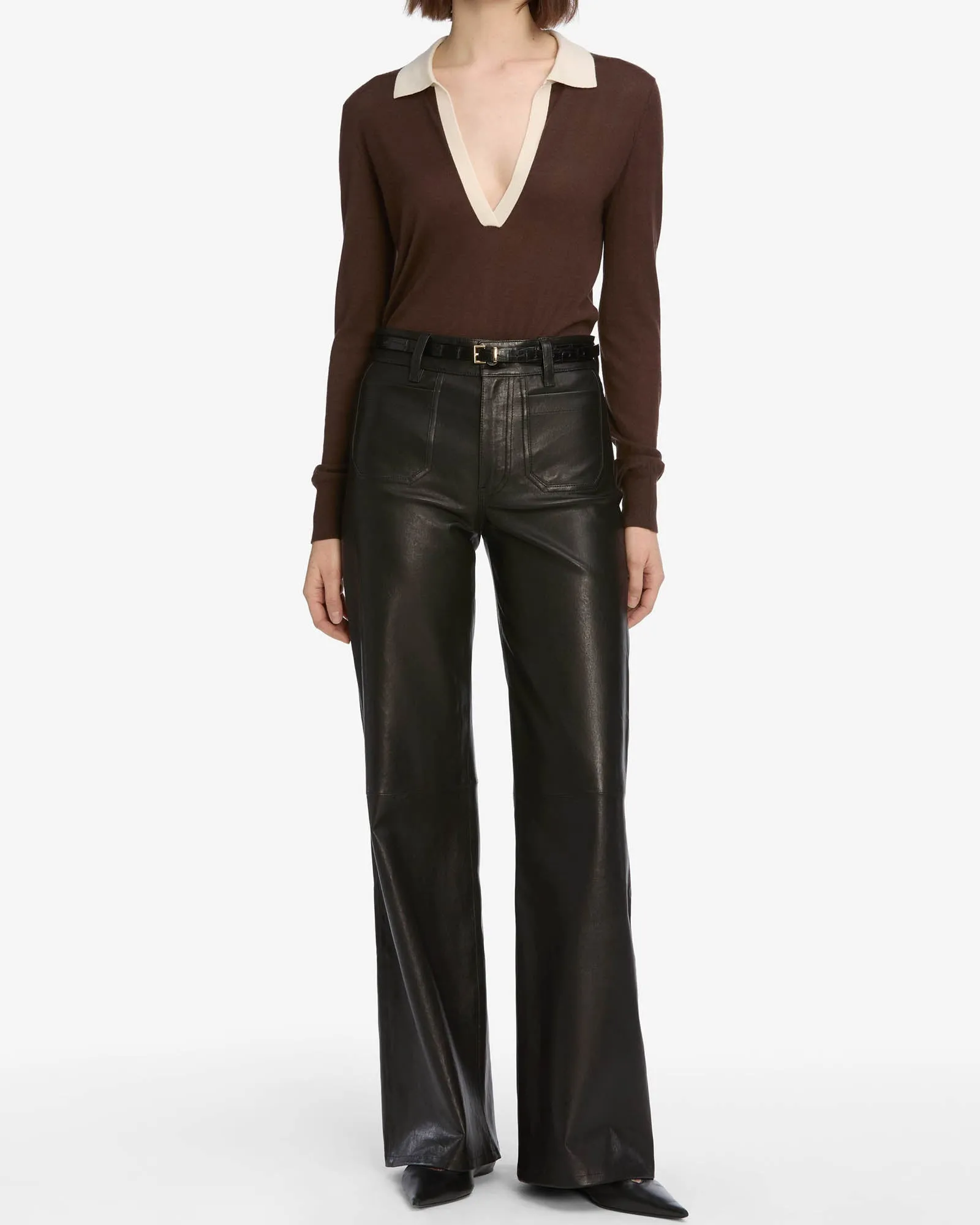 Le Slim Leather Palazzo Trousers sold by TNT Fashion product image thumbnail 2