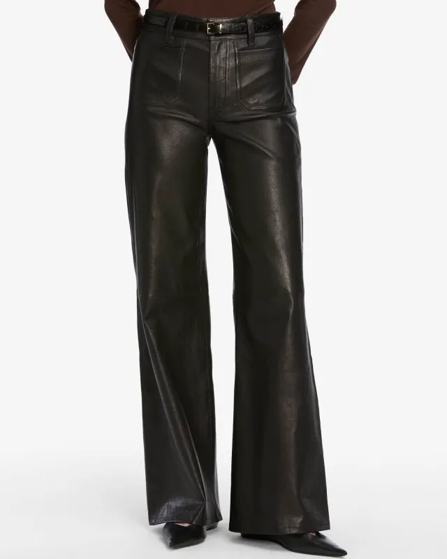 Le Slim Leather Palazzo Trousers sold by TNT Fashion