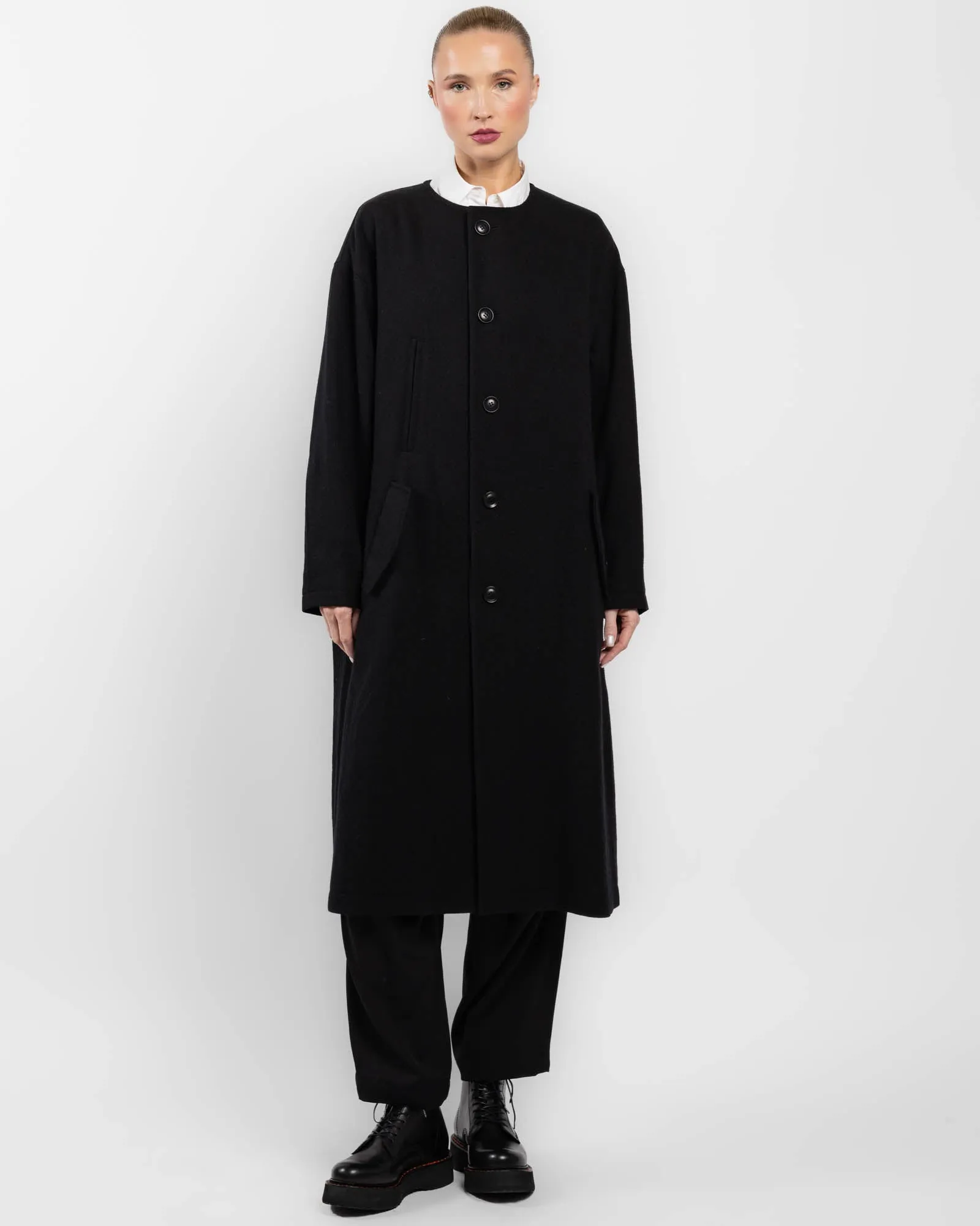 O-Collarless Coat sold by TNT Fashion