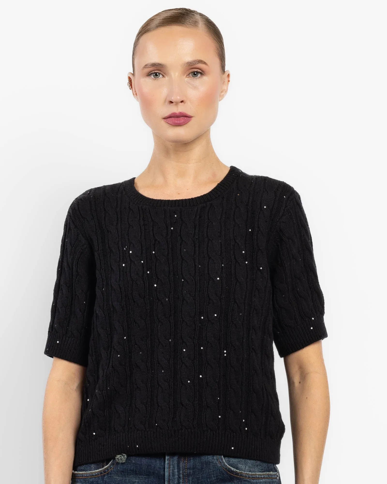 Sequin Gathered Sweater sold by TNT Fashion