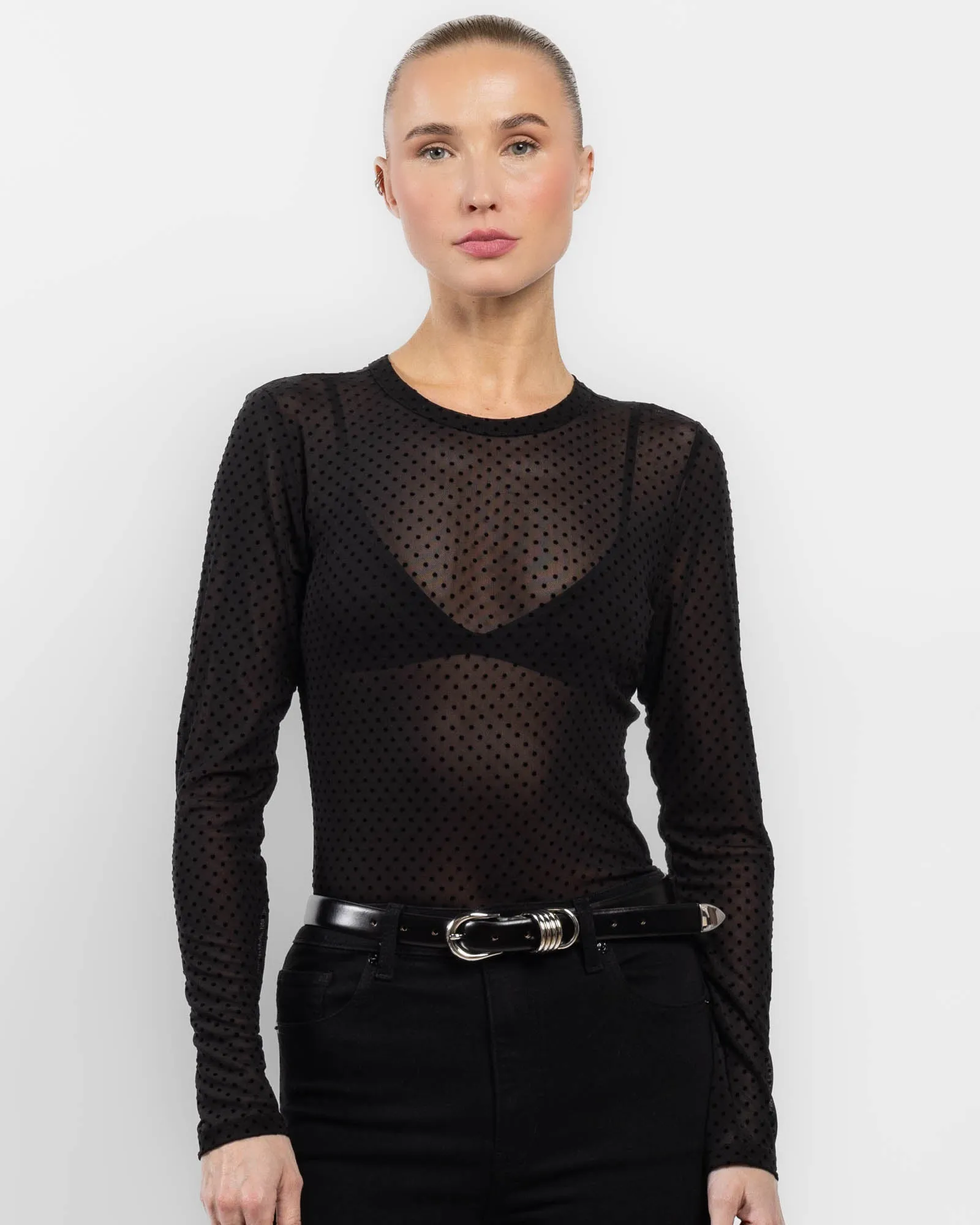 Mesh Polka Dot Blouse sold by TNT Fashion