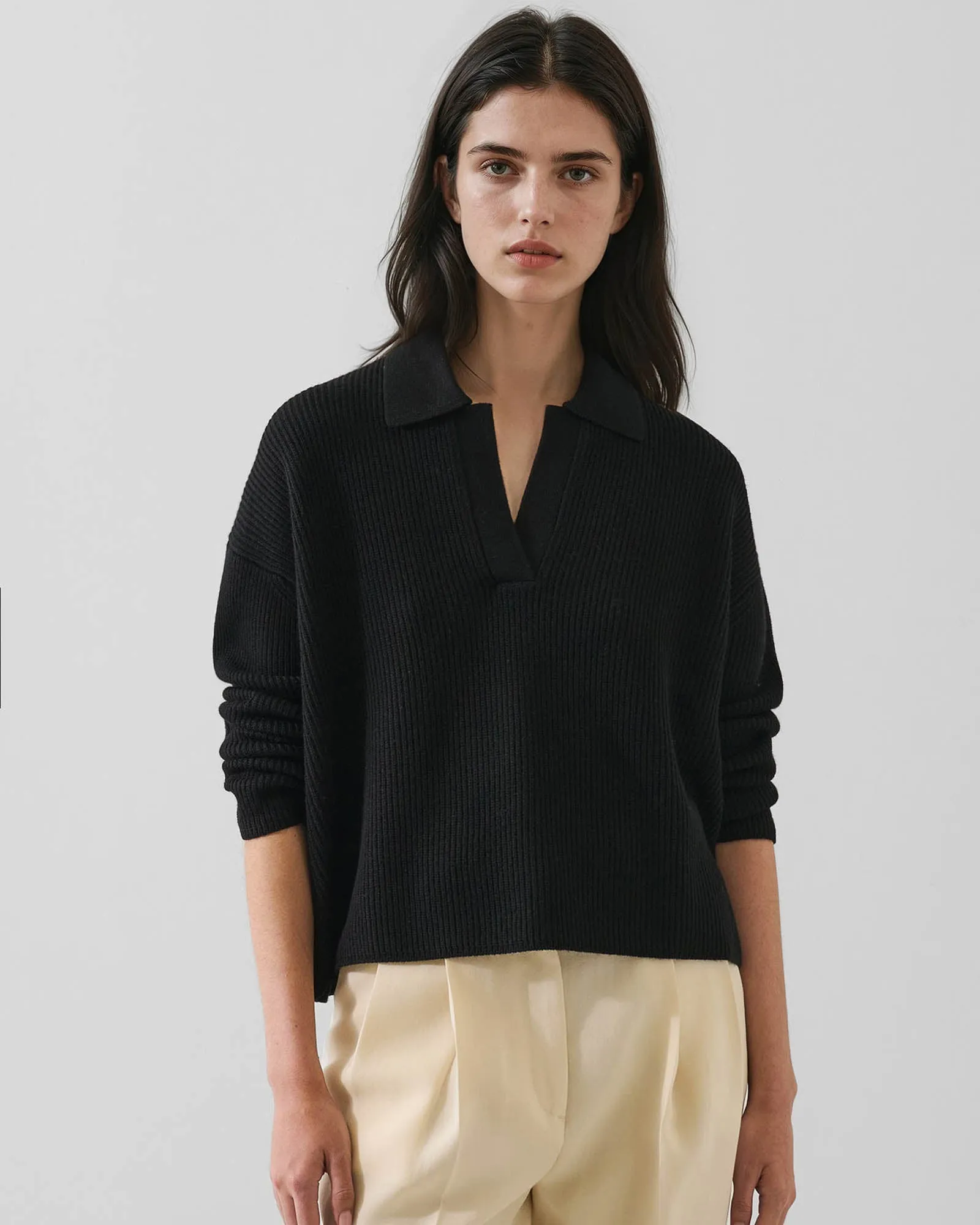 9 Gauge Relaxed Polo Sweater sold by TNT Fashion product image thumbnail 3