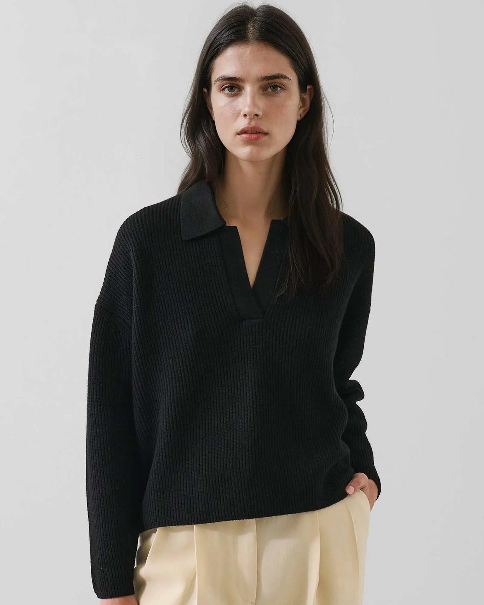 9 Gauge Relaxed Polo Sweater sold by TNT Fashion